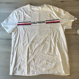 Tommy Hilfiger White T-Shirt with Red and Blue Stripes